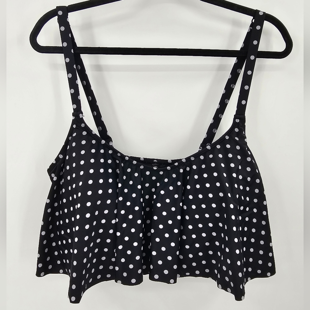 Torrid Flouncy Polka Dot Swim Top